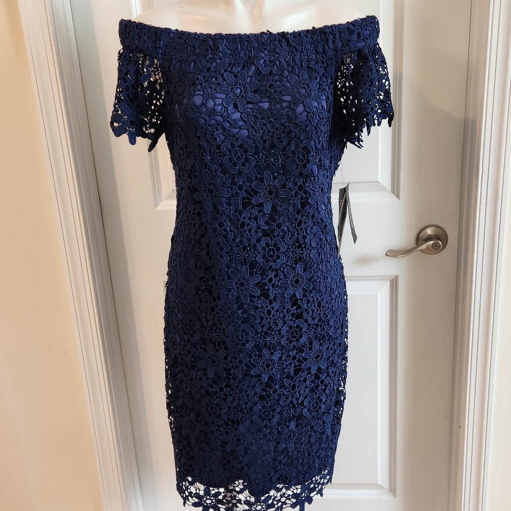 Bebe New Lace Dress Off Shoulders Size 14